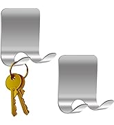 Performore 2 Pack of Stainless Steel Double Hook Hangers with Flat Back and 3M Foam Adhesive, Adh...
