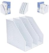 FRETONBA Collapsible Magazine File Holder with 3 Vertical Compartments Foldable Binder Holder for...