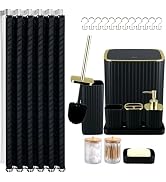 Black Bathroom Accessories Set Complete with Shower Curtain Trash Can-23PCS | Bathroom Set Comple...