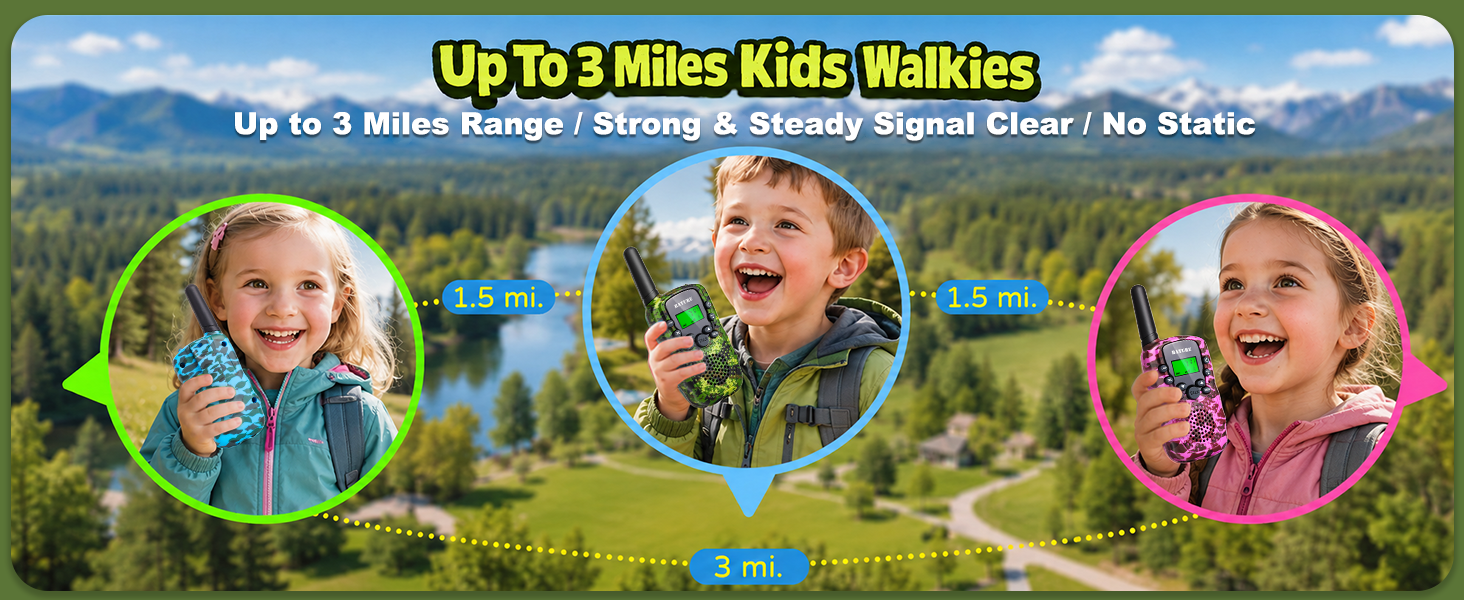 3 Miles Long Range Walkie Talkie Rechargeable with Clear Sound