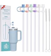LUCKINEE 6 Plastic Straws Reusable for Stanley Tumbler 30 oz 40 oz, 12 Inch Straight Replacement ...
