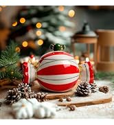DIF DECO Christmas Candy Jar with Lid,Kitchen Decorative Ceramic Canisters for Food,Xsmas Decor C...