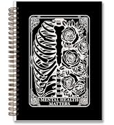 foedor Black Tarot Gothic Spiral Notebook journal,Mental Health journal,Skull Hardcover Spiral No...