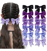 12Pcs Hair Bows Clips for Women Silky Satin Cute Bow Clips for Girls Short Tail Ribbon Alligator ...