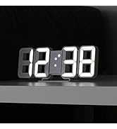 mooas 3D Pure Mini White LED Clock, Multi-Function LED Clock (Calendar, Alarm, Temperature) (8.5"...