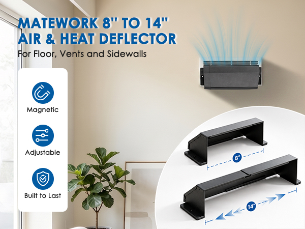 matework 8'' to 14'' air & heat deflector for floor, vents and sidewalls