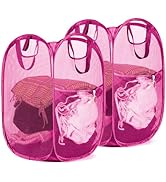 HOUSE AGAIN 2 Pcs Pop Up Laundry Hamper, Strong Mesh Laundry Baskets Collapsible, Hamper with Han...