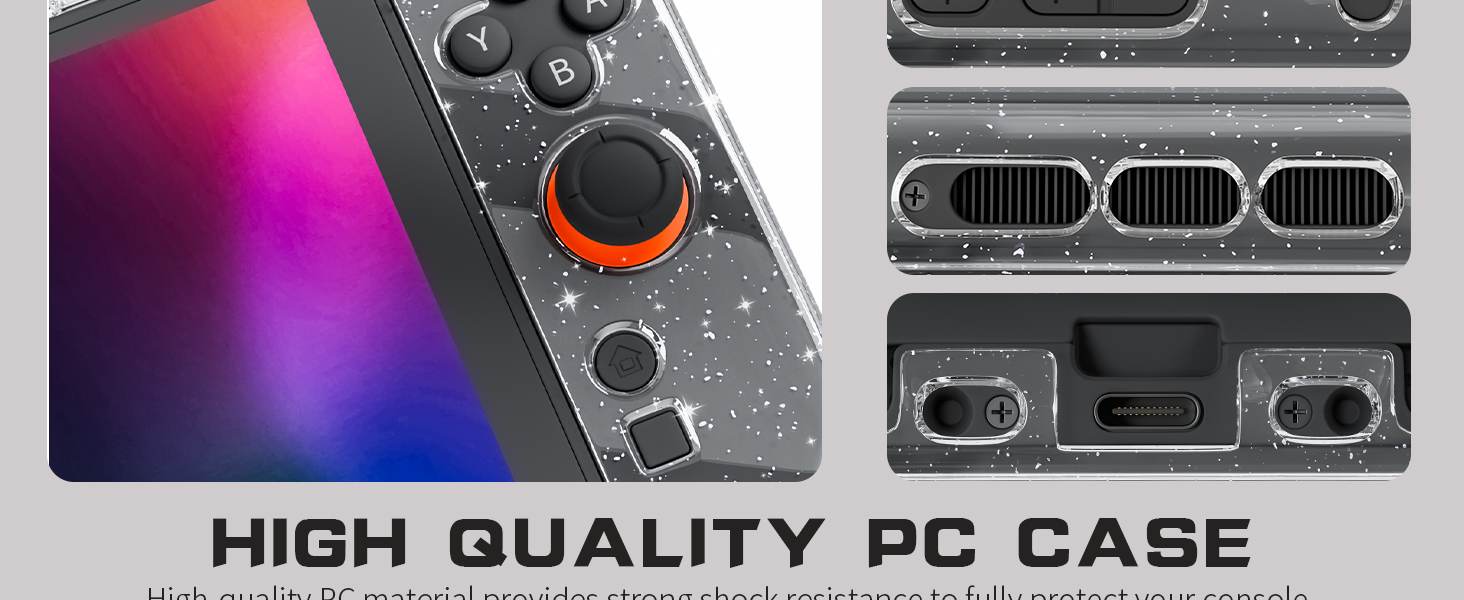 switch 2 clear glitter cover case