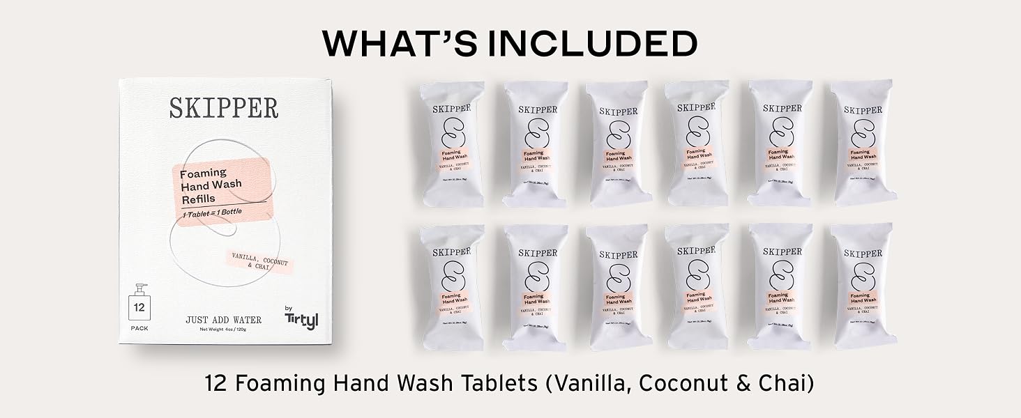 12 Foaming Hand Wash Tablets (Vanilla, Coconut & Chai)