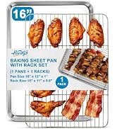 Herogo Baking Sheet with Wire Rack Set(1 Pans + 1 Racks), 16" x 12" x 1" Stainless Steel Jelly Ro...