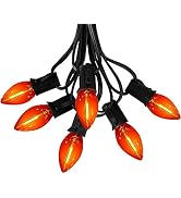SOTOPOO C7 Orange LED String Lights, 25FT LED Orange Halloween Lights Indoor Outdoor with 25Pcs C...