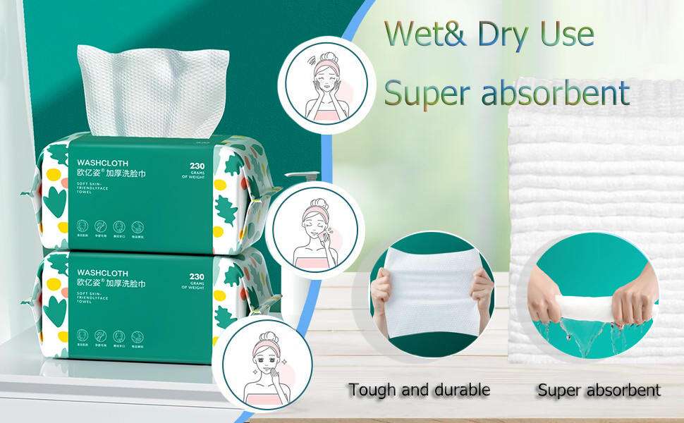Cotton Dry Wipes, Ultra Soft Disposable Face Cotton Tissues for Sensitive Skin