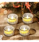 JOYIT Clear Votive Candle Holders Bulk Set of 4, Tealight Candle Holder for Wedding Table Centerp...