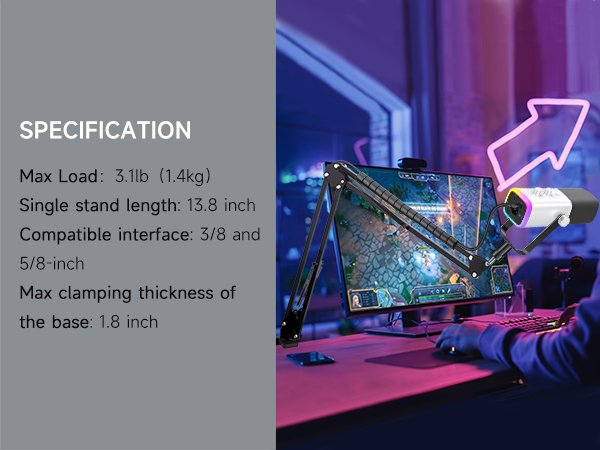 Mic boom arm for fifine am8 microphone Mic satnd compatible with am8 mic suitable for gaming