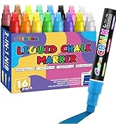 Window Chalk Markers for Cars Glass Washable, 16 Colors Jumbo Liquid Chalk Marker Pens with 10mm ...