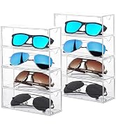Kenpal Sunglasses Organizer for Multiple Pairs, Acrylic Stackable Glasses Holder with 4 Drawers, ...