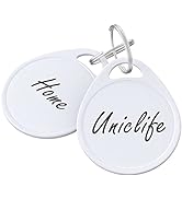 Uniclife 1.5 Inch Tough Plastic Key Tags Sturdy Round White Item Identifiers with Blank Paper Lab...
