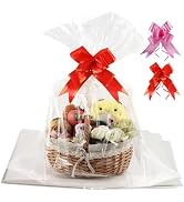 SUREHOME Cellophane Bags for Gift Baskets Wrapping Plastic 10 Pcs 30 x 40 Inch Large Cellophane B...