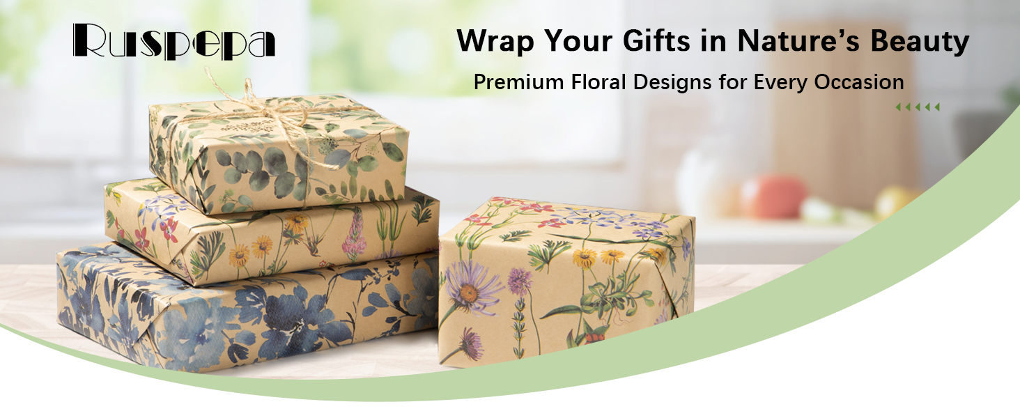 floral karft wrapping paper