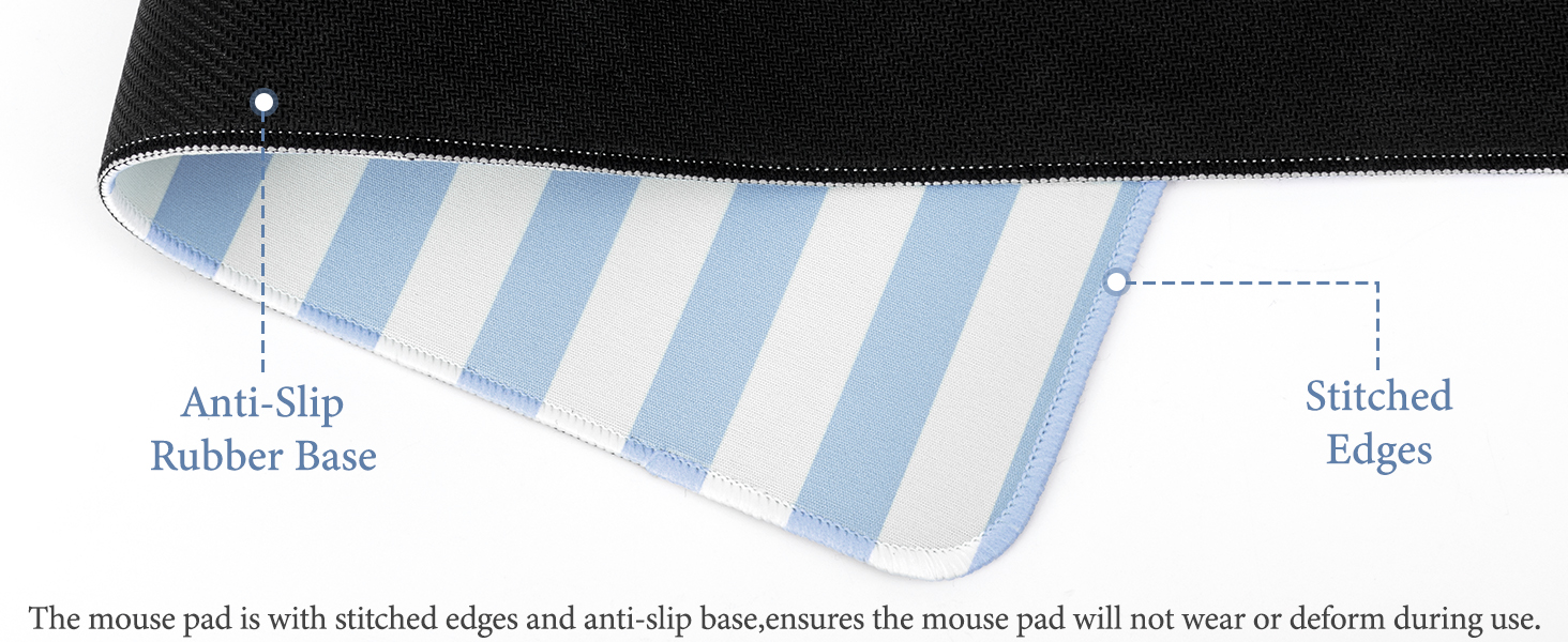Blue Striped Desk Mat XXL Large Mouse Pad Cute Desk Pad