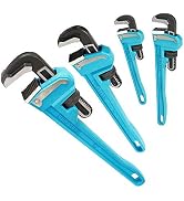 DURATECH 4-Piece Heavy Duty Pipe Wrench Set, 8 ",10", 14" and 18" | Adjustable Plumbing Wrench, M...