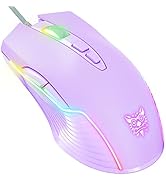 SIMGAL RGB Gaming Mouse Wired, 6400 DPI & 7 Buttons, Lilac | USB optical mouse - 6 adjustable DPI...