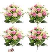 TURNMEON 40 Heads Fake Roses Artificial Flowers for Outdoors Spring Valentines Day Decorations, 4...