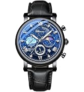 Avaner Men's Leather Strap Watches: Analog Quartz Wrist Watch with Luminous Hands and Three-Eye D...