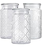 Adodeen 32oz Vintage Glass Jar With Lid, 3-Pack Glass Storage Containers, Kitchen Storage Contain...