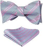 Bow Ties for Men Check Plaid Self Tie Bow Tie and Pocket Square Bowtie Formal Tuxedo Wedding Bowt...