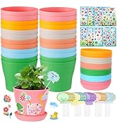 Cosweet 24 Pack Durable Resin Garden Pot Craft Kit for Kids - Colorful Flower Plant Spring Crafts...