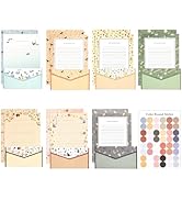 64 Pcs Stationery Paper Envelopes Set Includes 42 Lined Writing Paper & 21 Envelopes with 48 Colo...