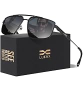 Luenx Aviator Polarized Sunglasses Men Women Square UV400 Driving | Wide Head Fit,Polygon Shades,...