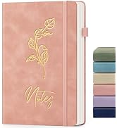 ALKALO Lined Journal Notebook for Women Men, A5 Hardcover Leather Journals for Writing, 200 Pages...