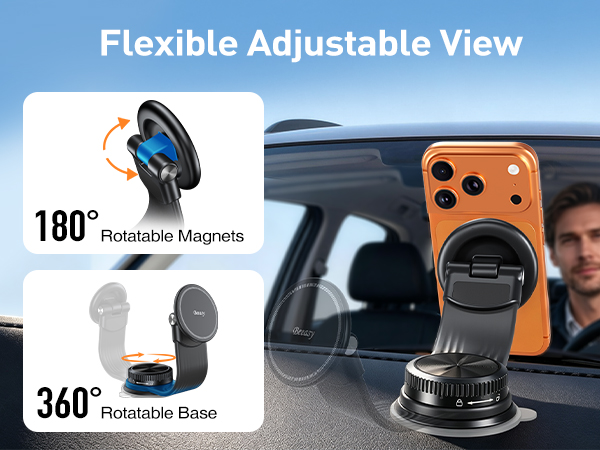 Flexible Rotation: 360° rotatable base and 180° adjustable magnetic head