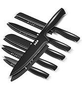 JoyJolt 12pc Knife Set. Kitchen Knife Set with 6 Knives and 6 Knife Sheath. Black Knife Set with ...
