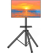Tripod TV Stand with Shelf for 23-75 inch TVs up to 100 lbs, Outdoor TV Stand with ±15° Tilt, Hei...