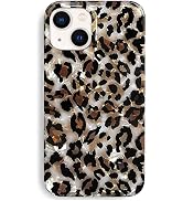 J.west Case Compatible with iPhone 14 Case,Luxury Sparkle Translucent Clear Vintage Leopard Print...