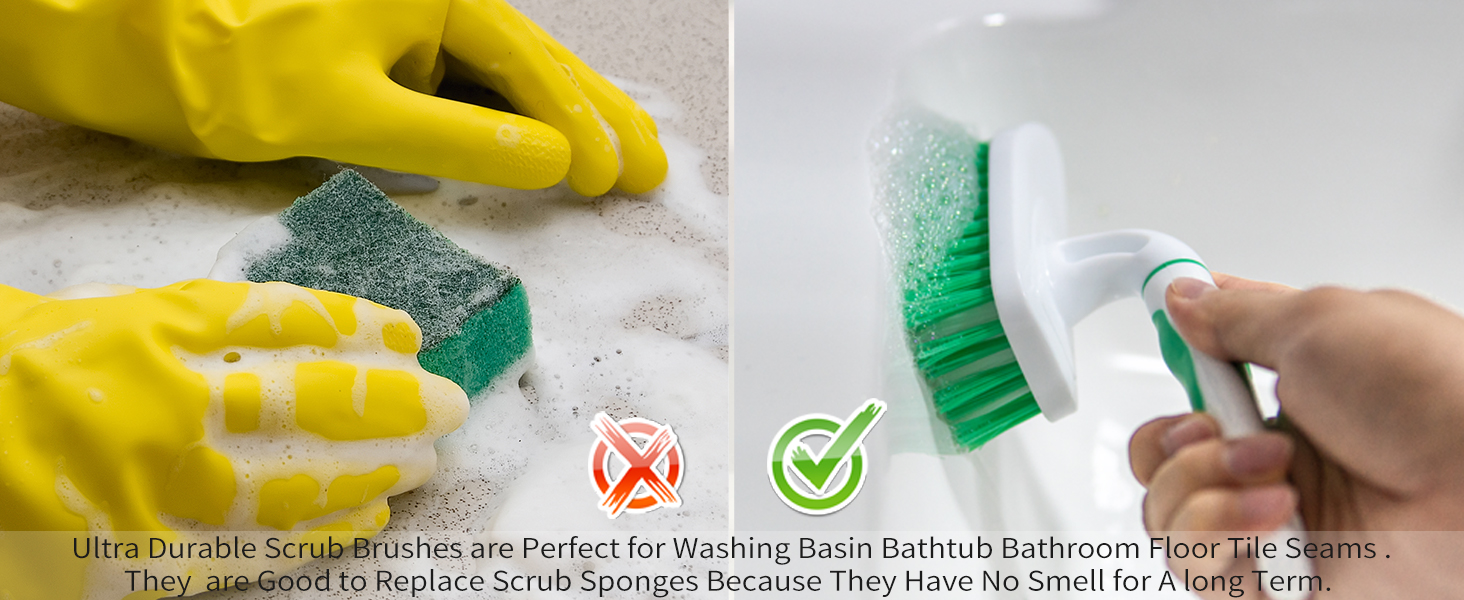 Ultra Durable Scrub Brushes are Perfect for Washing Basin Bathtub Bathroom Floor Tile seams