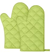 AUAUY Green Oven Mitts, Kitchen Mittens, 392F Heat Resistant Gloves Non-Slip for Cooking, BBQ, Gr...