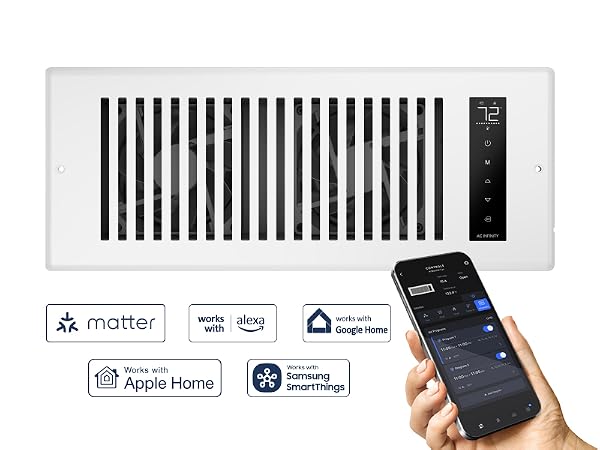 Register Booster Fan Improves Heating Cooling 10-Speed Control Bluetooth App Control