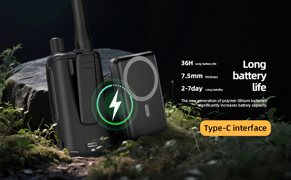 Walkie Talkies with USB Type-C Charging - Ultra-Slim Rechargeable Two Way Radio,
