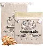 2 Pack Beeswax Bread Bags for Sourdough,Reusable Organic Linen Beeswax Bread Bag for Homemade Sou...
