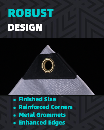 tarp ROBUST DESIGN Finished Size Reinforced Corners Metal Grommets Enhanced Edges