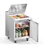 ROVSUN 29" W Commercial Refrigerator ETL NSF, 7.6 Cu.Ft Sandwich Salad Prep Table Refrigerator, P...
