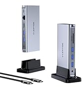 LENTION 11-in-1 USB C Docking Station with Detachable 3.3ft Long Cable, 4K@60Hz HDMI, 100W PD, Et...