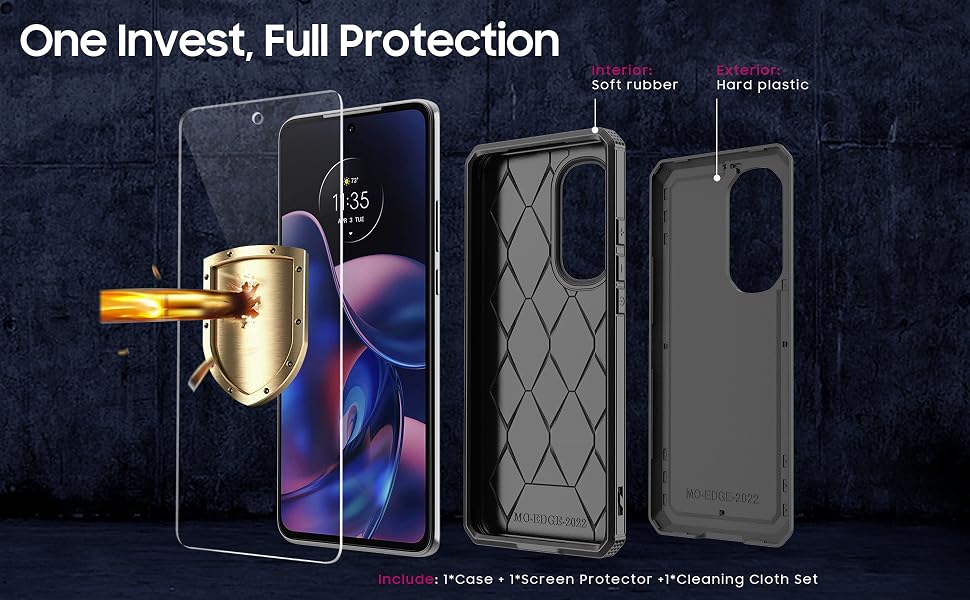 motorola moto edge 2022 case with screen protector