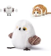 Petgravity Flapping Bird Cat Toy (No Flying), Lifelike White Tit Chirp Tweet Kitten Toy, Recharge...