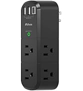 USB Outlet Extender Surge Protector - with Rotating Plug, 1800 Joules, 6 AC Multi Plug Outlet and...
