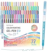 Joyask Glitter Gel Pens, 72 Pack Glitter Pens For Adults Coloring Books, 1.0mm Point Colored Pens...